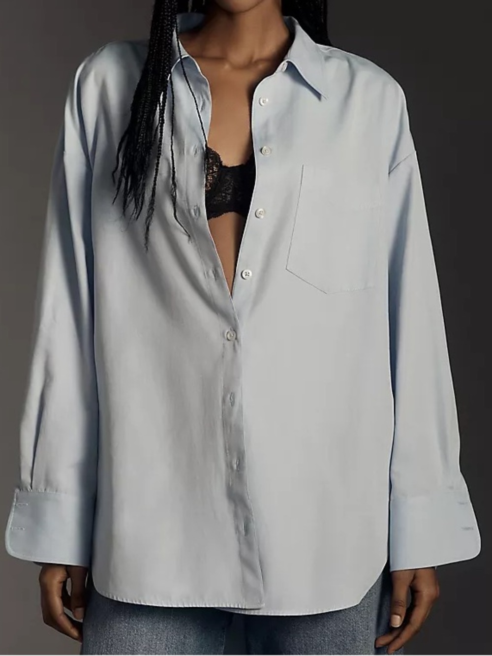Maeve Pale Blue Relaxed Button-Down Shirt 100% Cotton